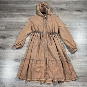 Oli & Hali Women's Dress Hoodie Zip Boho Bohemian Artsy Lagenlook M Brown